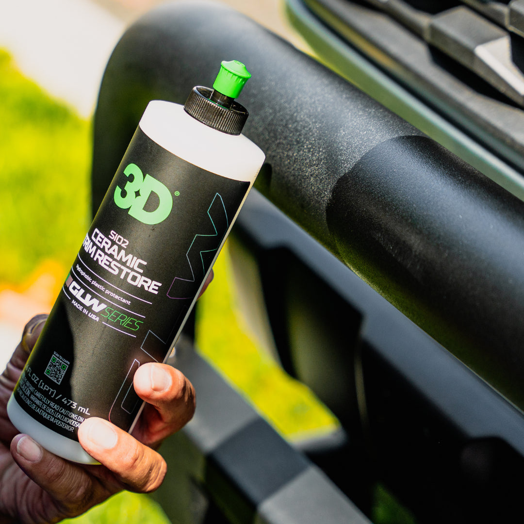 Ceramic Trim Coat - 3D GLW Series SiO2 | Restore & Protect Plastic. Now available at MD Car Care, Australia.