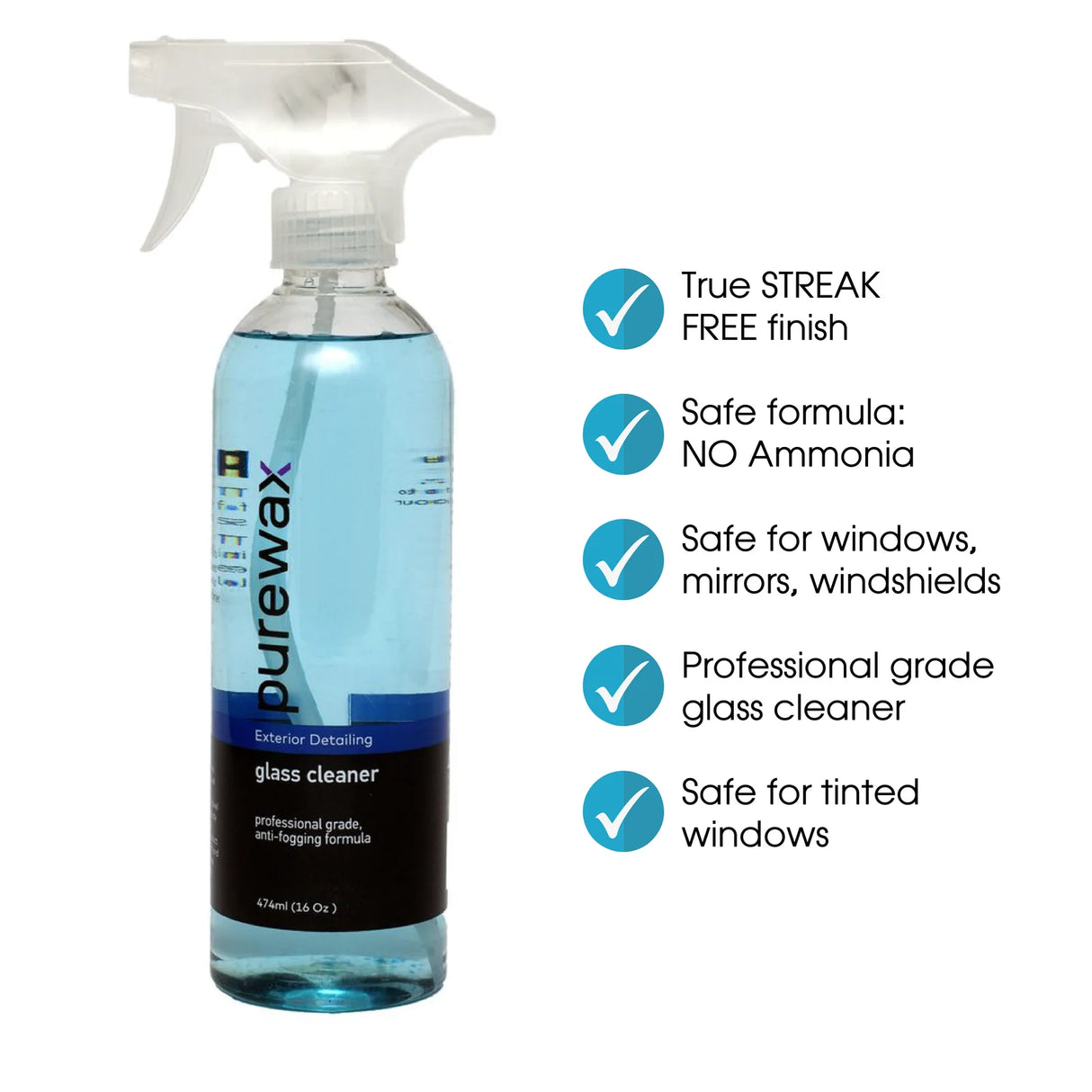 PureWax Car Glass Cleaner 474 ml – streak-free, ammonia-free, safe on tinted glass & mirrors. Clear view for Aussie roads. Shop now Australia-wide.