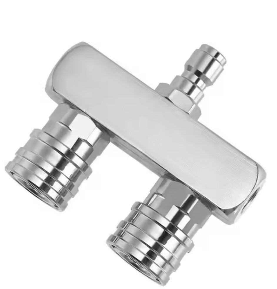 Dual 1/4" Quick Connect Adapter. Pressure Washer Nozzle Splitter. Now available at MD Car Care. Fast Australia wide shipping.