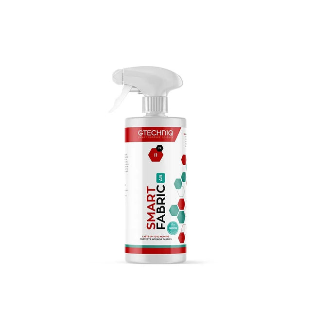 Buy Gtechniq I1 Smart Fabric AB 500ml. Ultra-hydrophobic, antibacterial protection for car interiors. Repels water, oil & stains up to 12 months. Now available at MD Car Care. Fast Australia wide shipping.