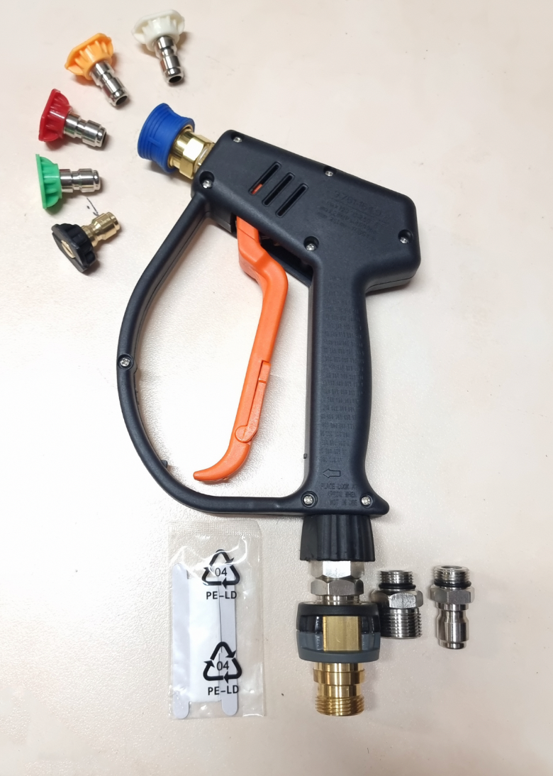 Buy Karcher Pro Easy Lock short pressure washer gun kit 4000 PSI. Durable, heavy-duty, with 5 nozzles & adapters. Now available at MD Car Care. Fast Australia wide shipping.