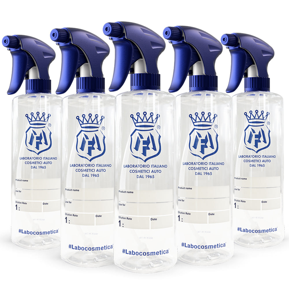 Buy Labocosmetica 500ml Spray Bottle with dilution scale 1:1–1:20. Includes writable labels & pro trigger for accurate detailing mixes. Now available at MD Car Care. Fast Australia wide shipping.