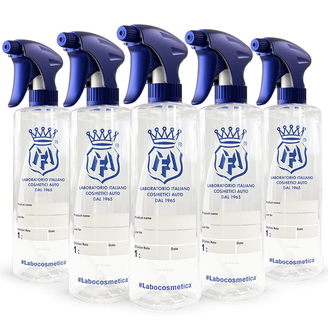 Buy Labocosmetica 500ml Spray Bottle with dilution scale 1:1–1:20. Includes writable labels & pro trigger for accurate detailing mixes. Now available at MD Car Care. Fast Australia wide shipping.