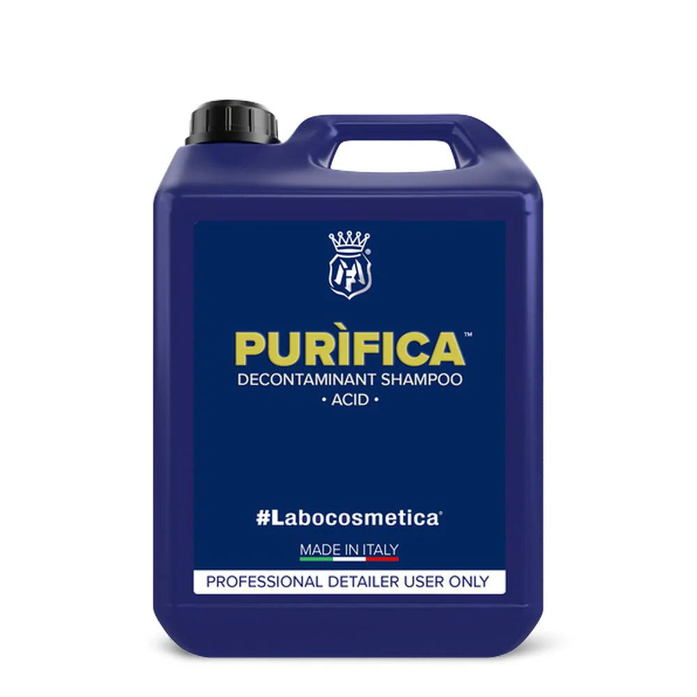 Shop Labocosmetica PURIFICA Decontaminant Acid Shampoo 1L/4.5L. Removes water spots & limescale, restores ceramic coatings. Made in Italy. Now available at MD Car Care. Fast Australia wide shipping.