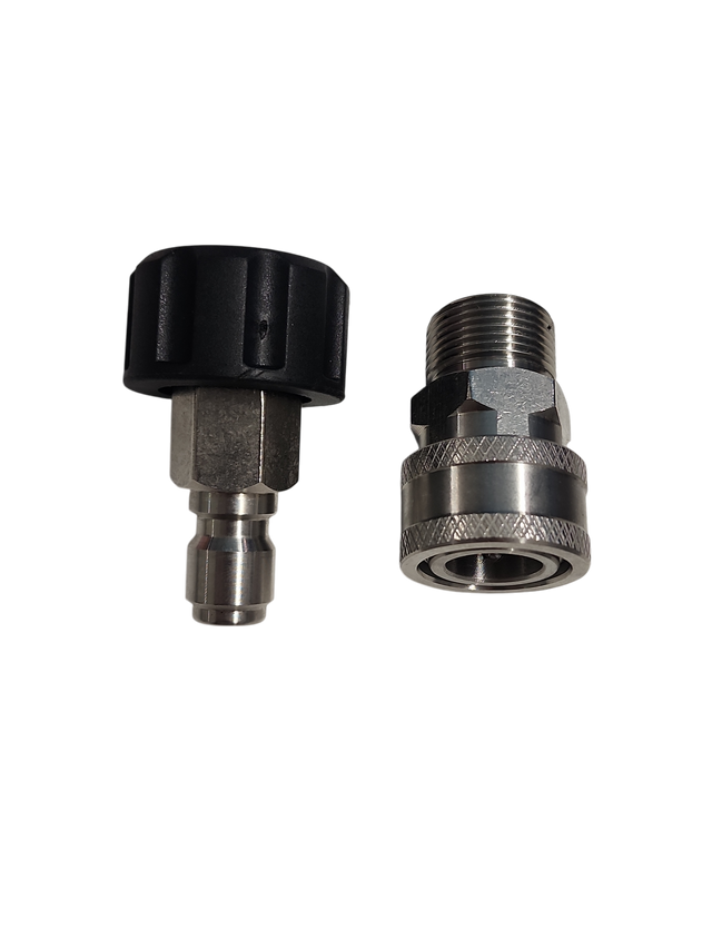 Shop stainless steel M22 14mm to 3/8" quick connect kit. Includes male & female adapters for pressure washers, hoses & spray guns. Durable & leak-free. Now available at MD Car Care. Fast Australia wide shipping.