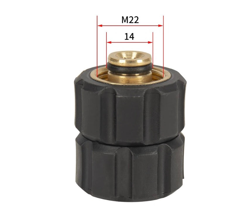 Buy M22 14mm female to female swivel adapter. Stainless steel, rust-resistant, prevents hose twisting & ensures smooth pressure washer operation. Now available at MD Car Care. Fast Australia wide shipping.