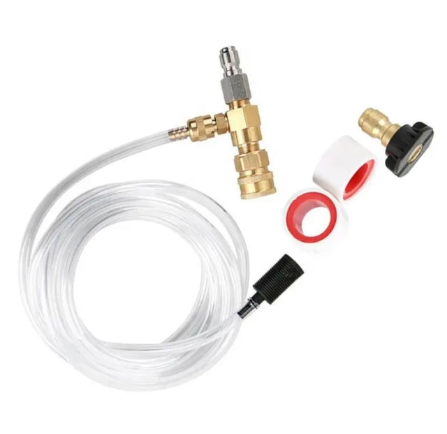 MD Car Care Chemical Injection Kit β 3M hose for easy chemical mixing. Ideal for degreasers & pre-wash. Fits 3/8" quick connect. Made for pressure washers. Now available at MD Car Care. Fast Australia wide shipping.