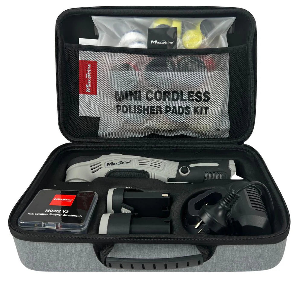 Buy Maxshine Mini Cordless Polisher M0312 V2. Compact DA & rotary polisher with 2 batteries, LED display & full pad kit for precision detailing. Now available at MD Car Care. Fast Australia wide shipping.