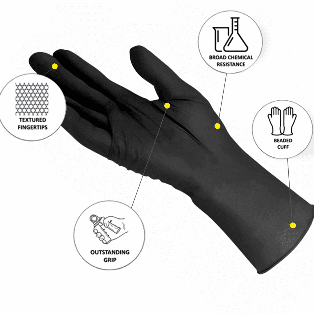 Shop Nitrile Blax PF black disposable gloves 100pk. Strong, powder-free & chemical resistant. Perfect for mechanics, cleaning & workshops Australia-wide.
