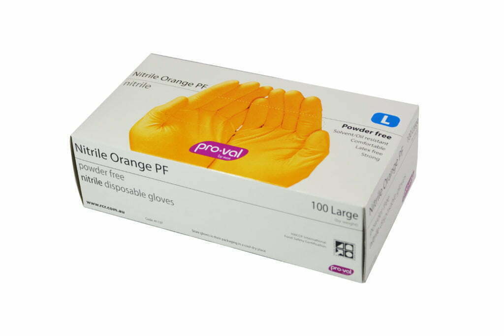Buy Nitrile Orange PF gloves 100pk. Durable, chemical-resistant & powder-free. Ideal for mechanics, food handling & workshops. Fast shipping Australia-wide.