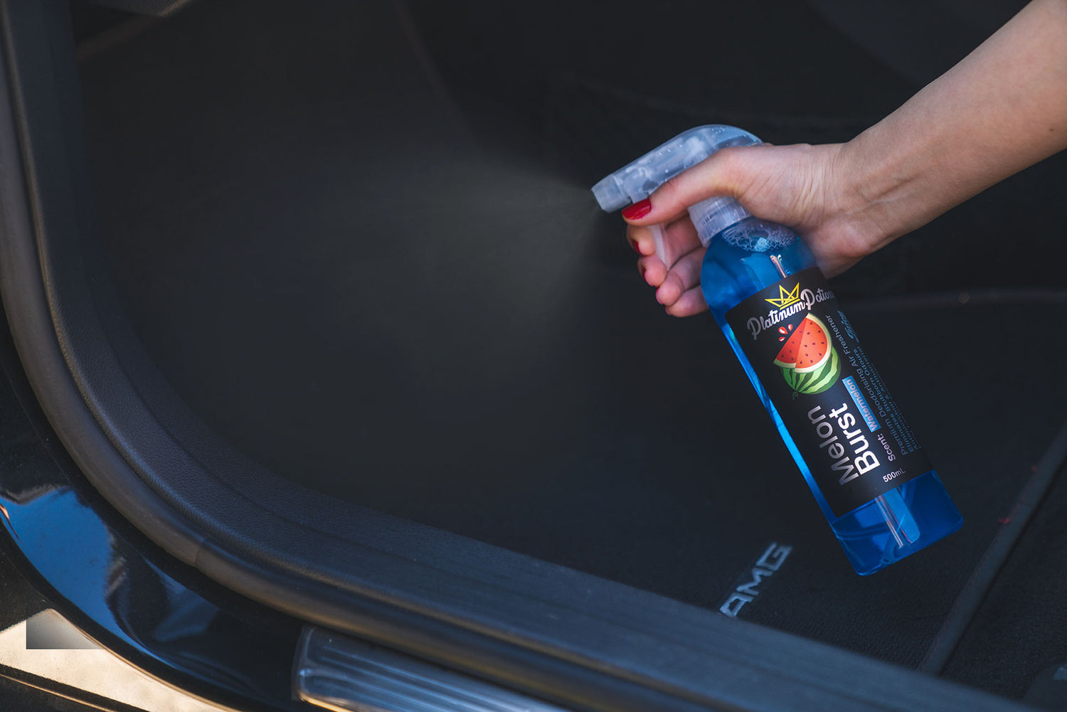 Shop Platinum Potions Melon Burst in AU. Premium deodorising air freshener with watermelon & rockmelon scent. Eliminates odours fast for long-lasting freshness. Now available at MD Car Care. Fast Australia wide shipping.
