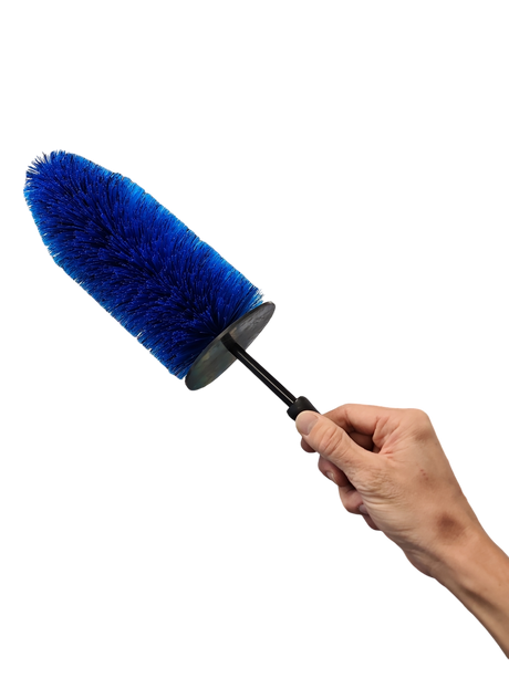 Soft bristle car rim cleaning brush with bendable handle for deep wheel cleaning, available in small, medium & large sizes.