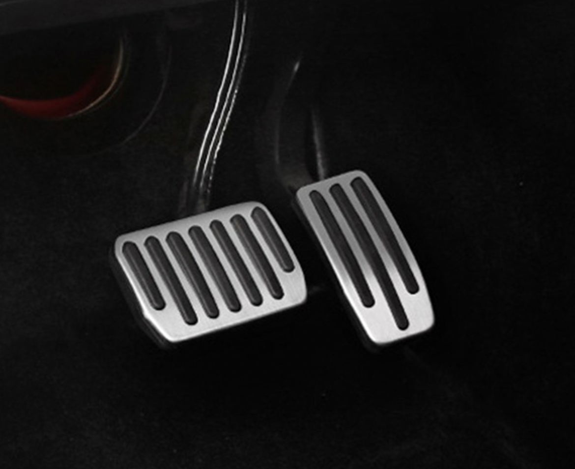 Tesla Model 3 & Y Aluminium Pedal Covers, Brake & Accelerator. Now available at MD Car Care. Fast Australia wide shipping.