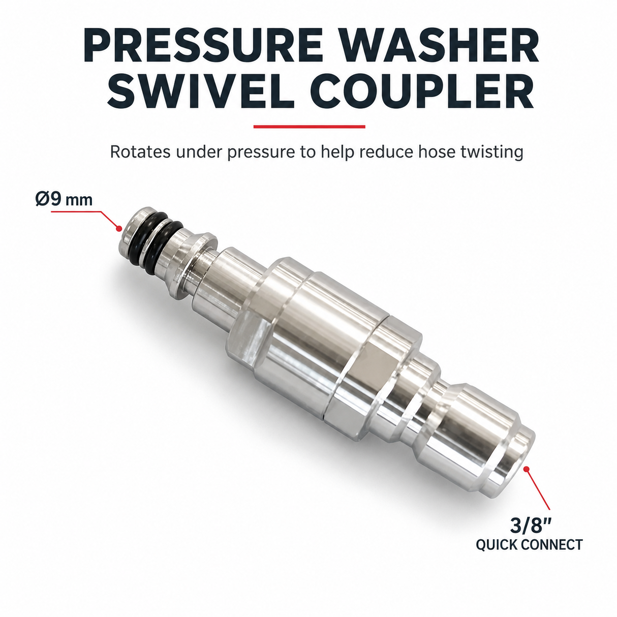 MD Car Care Pressure Washer Anti-Winding Swivel Adaptor – 3/8″ QC & Ryobi QC