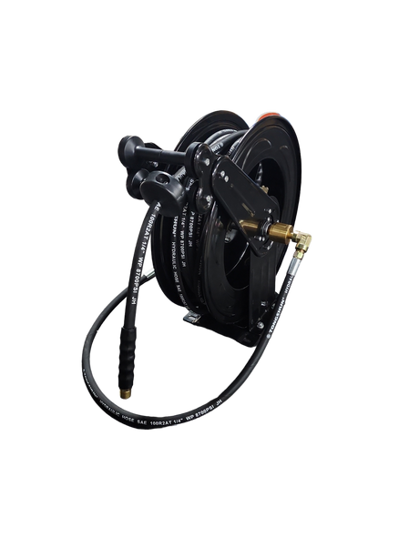 Durable 15m retractable metal braided hydraulic hose reel. High-pressure, safe, flexible – ideal for workshops, industrial & commercial use in Australia. Now available at MD Car Care. Fast Australia wide shipping.