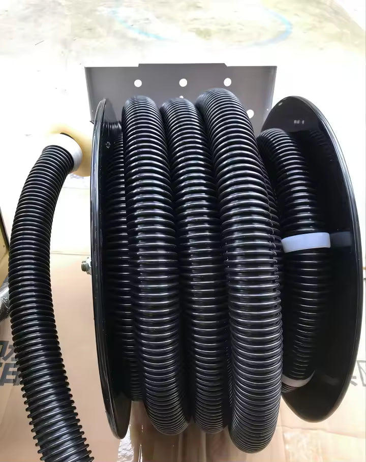 Retractable Vacuum Hose Reel with 32mm Suction Hose & 1m Intake Hose – Wall Mounted Hose Reel