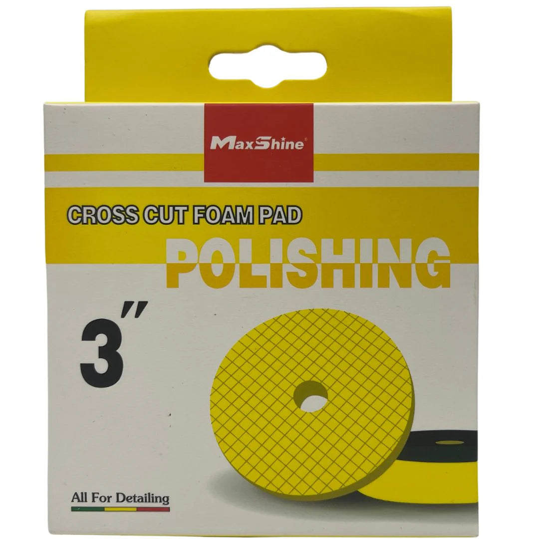 Buy Maxshine 3" Yellow Cross Cut Foam Pad. Reduces heat, delivers compounds efficiently, hook & loop attachment. Ideal for car detailing & polishing. Now available at MD Car Care. Fast Australia wide shipping.