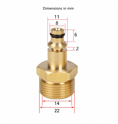 Bosch/AR to M22 Brass Fitting-Pressure Washer Adapter. Now available at MD Car Care. Fast Australia wide shipping.