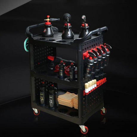Detailing Trolley-Mobile Storage Rack with Hooks. Now available at MD Car Care. Fast Australia wide shipping.