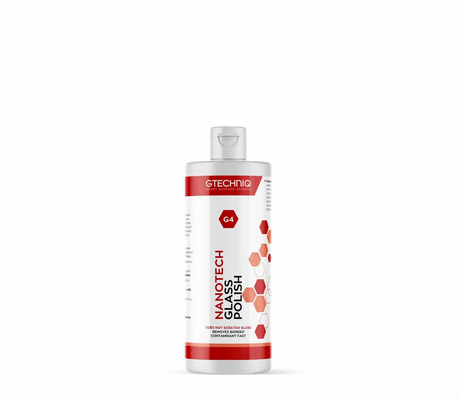 Buy Gtechniq G4 Nanotech Glass Polish 100ml. Removes water spots & bonded contaminants for a scratch-free, crystal clear glass finish. Now available at MD Car Care. Fast Australia wide shipping.
