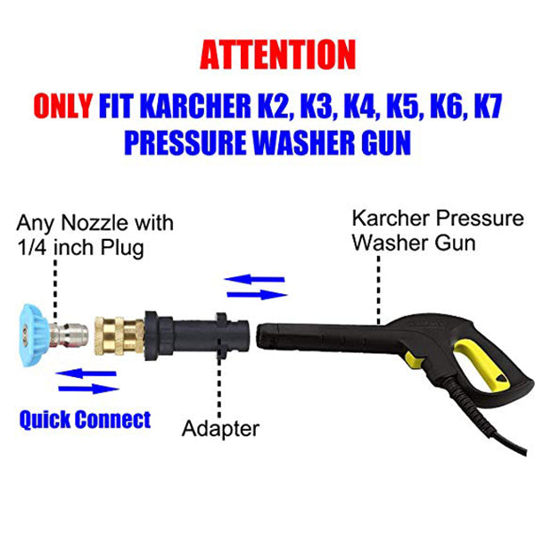 Buy Karcher K Series adapter to 1/4" quick connect. Fits K2–K7 guns. Attach foam cannon & nozzles easily. Now available at MD Car Care. Fast Australia wide shipping.
