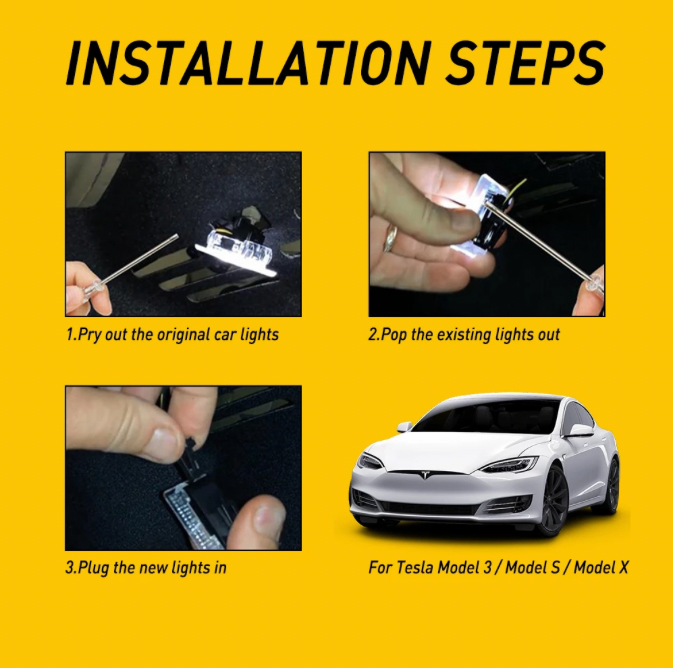 Upgrade your Tesla with LED Door Logo Projection Lamps. 5500K laser welcome lights, plug-and-play install, durable & stylish. Front door compatible. Now available at MD Car Care. Fast Australia wide shipping.