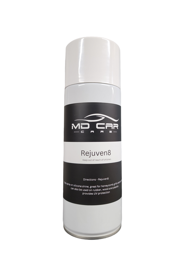 Shop MD Car Care Rejuven8 – spray-on silicone shine for trim & plastics. Adds gloss, UV protection & easy shine. Aussie made & owned. Now available at MD Car Care. Fast Australia wide shipping.