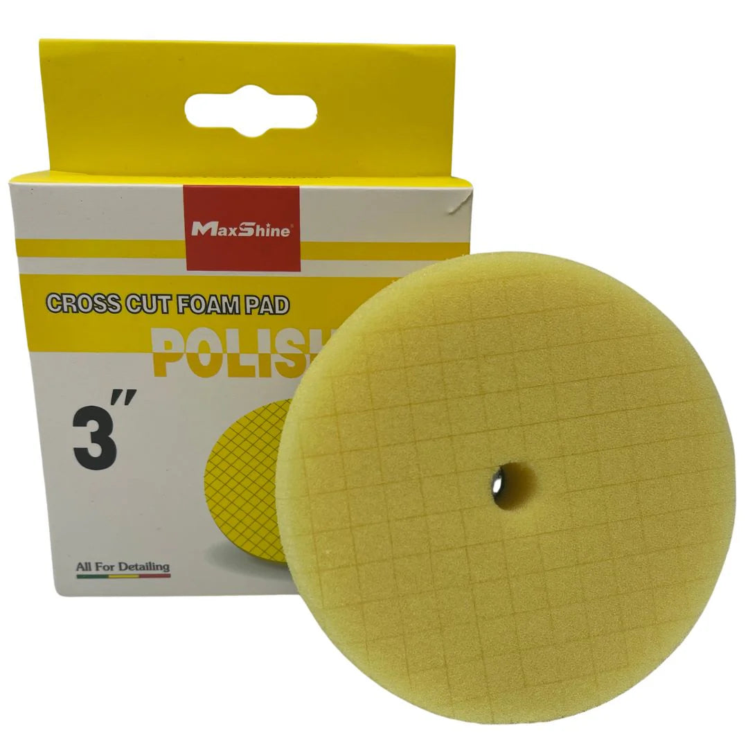 Buy Maxshine 3" Yellow Cross Cut Foam Pad. Reduces heat, delivers compounds efficiently, hook & loop attachment. Ideal for car detailing & polishing. Now available at MD Car Care. Fast Australia wide shipping.