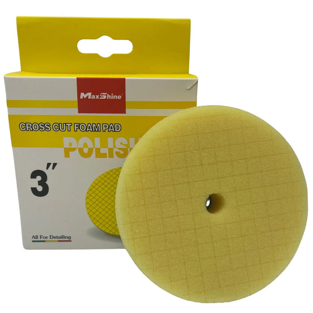 Buy Maxshine 3" Yellow Cross Cut Foam Pad. Reduces heat, delivers compounds efficiently, hook & loop attachment. Ideal for car detailing & polishing. Now available at MD Car Care. Fast Australia wide shipping.