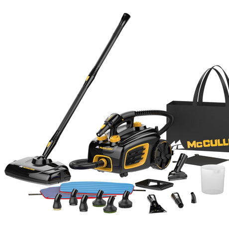Buy McCulloch MC1375 Steam Cleaner. 90 mins of high-temp steam, 20 tools included. Deep clean your home or car, no chemicals needed. Now available at MD Car Care. Fast Australia wide shipping.
