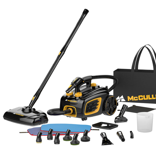 Buy McCulloch MC1375 Steam Cleaner. 90 mins of high-temp steam, 20 tools included. Deep clean your home or car, no chemicals needed. Now available at MD Car Care. Fast Australia wide shipping.