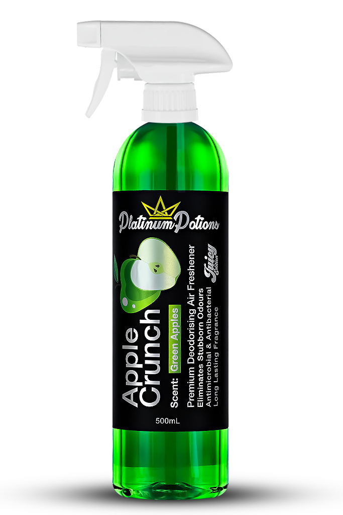 Freshen cars & home with Platinum Potions Apple Crunch. Eliminates odours, mould & pet smells. Long-lasting, premium air freshener. Ships Australia-wide.