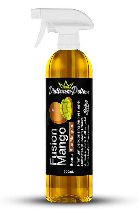 Buy Platinum Potions Fusion Mango in Australia. Premium deodorising air freshener with sweet & sour mango fragrance. Eliminates odours & keeps interiors fresh. Now available at MD Car Care. Fast Australia wide shipping.