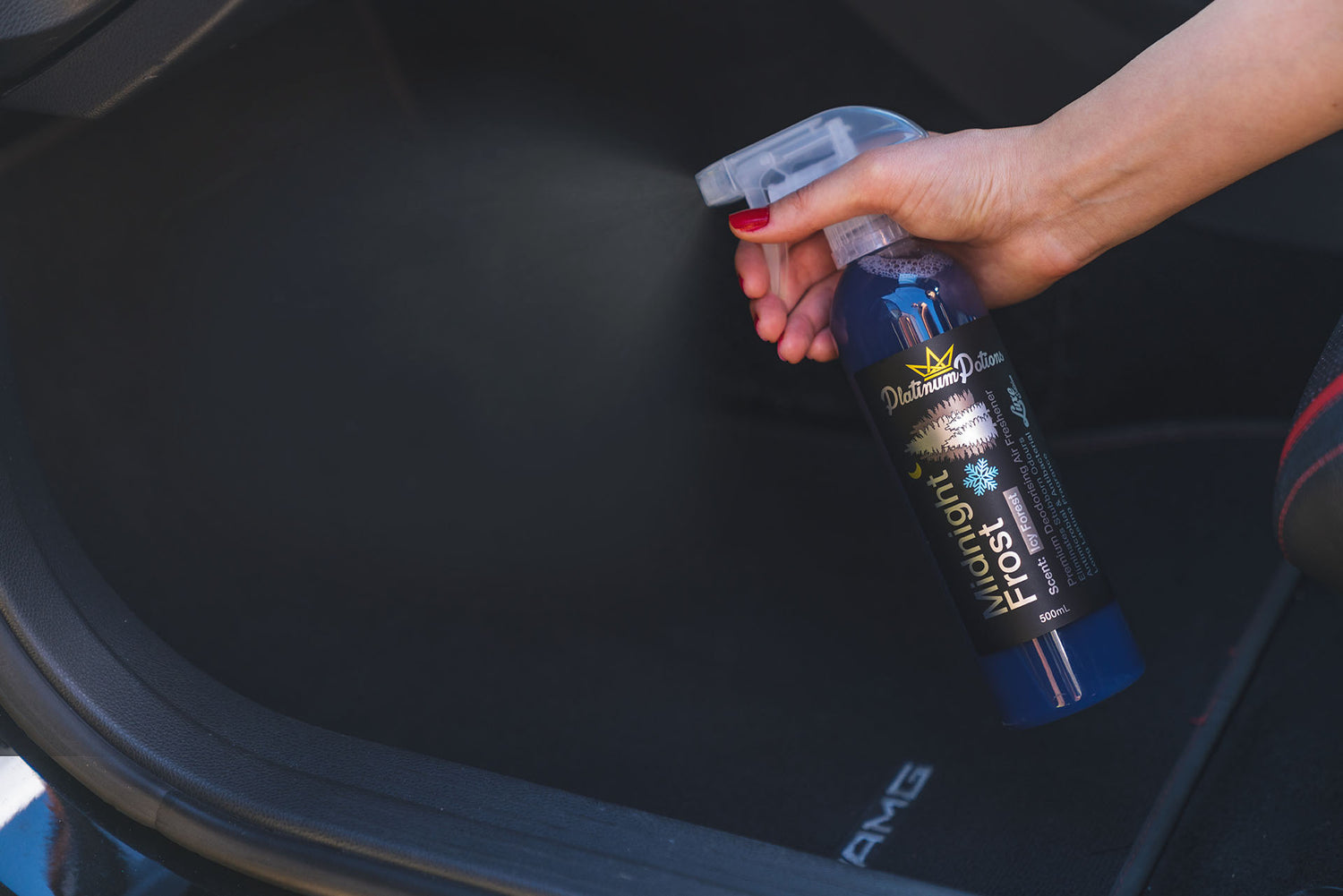 Buy Platinum Potions Midnight Frost Air Freshener in Australia. Premium deodorising spray removes odours & leaves a cool, refreshing scent that lasts. Now available at MD Car Care. Fast Australia wide shipping.