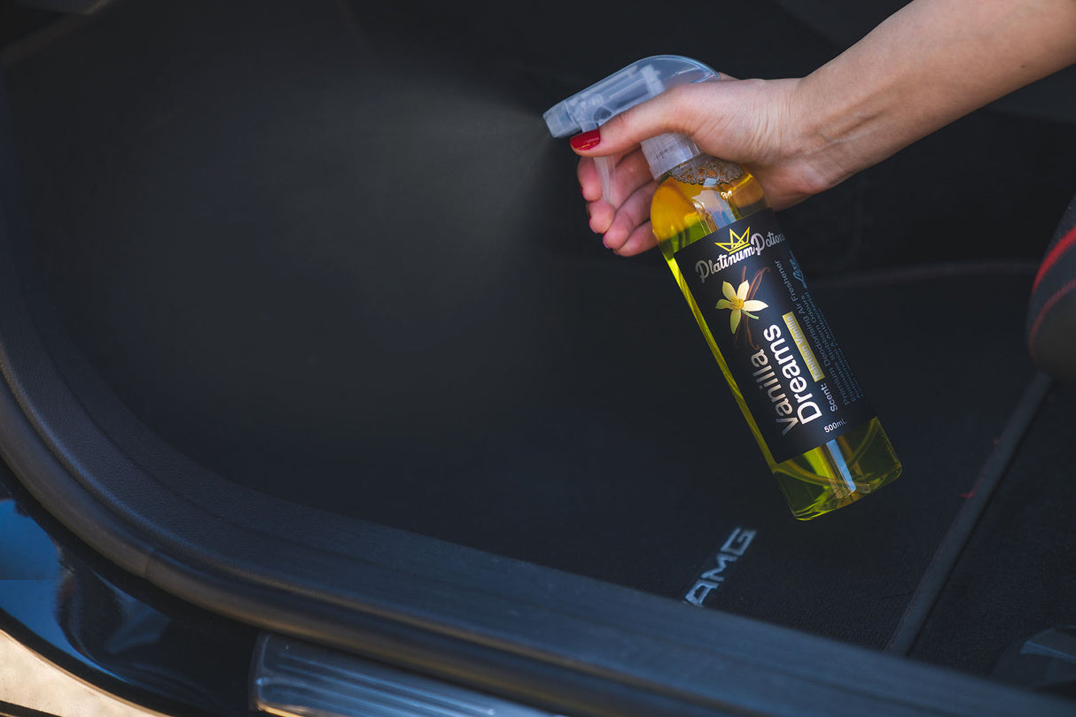 Shop Platinum Potions Vanilla Dreams Air Freshener in Australia. Rich Tahitian vanilla scent, long-lasting odour eliminator for cars, homes & carpets. Now available at MD Car Care. Fast Australia wide shipping.
