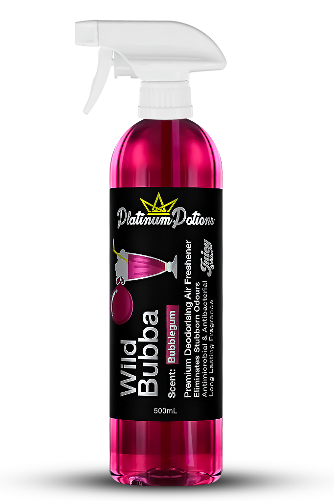 Buy Platinum Potions Wild Bubba Air Freshener in Australia. Sweet pink bubblegum scent with red creaming soda. Long-lasting odour eliminator for cars & homes. Now available at MD Car Care. Fast Australia wide shipping.