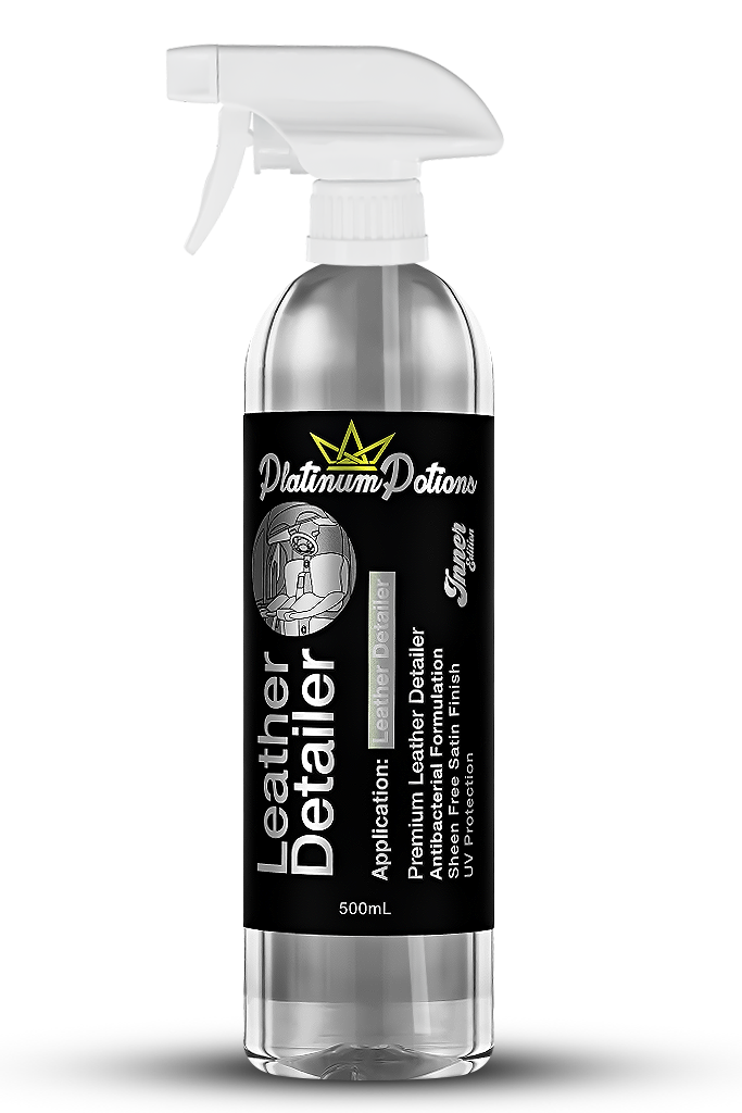 Buy Platinum Potions Leather Detailer in Australia. Quick, pH-neutral spray to clean, protect & maintain car leather with UV & anti-bacterial protection. Now available at MD Car Care. Fast Australia wide shipping.