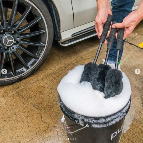 Clean wheels effortlessly with the Purewax 3pc Wheel Woolie Set. Scratch-free, deep-reaching brushes for all wheels. Perfect for car enthusiasts in Australia. Now available at MD Car Care. Fast Australia wide shipping.