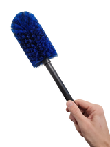 Soft bristle car rim cleaning brush with bendable handle for deep wheel cleaning, available in small, medium & large sizes.