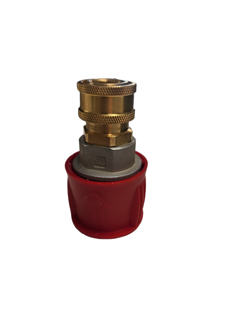 Buy Ryobi to 3/8" QC Female Adapter in Australia – metal click-in fitting for Ozito & Mechpro hoses. Ideal for short gun conversions, up to 3600 PSI. Now available at MD Car Care. Fast Australia wide shipping.