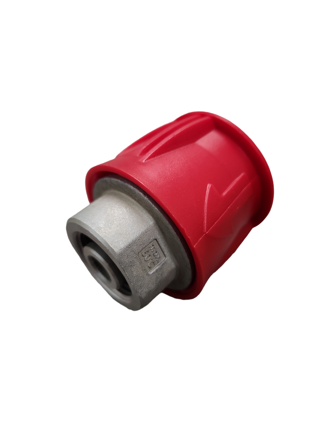 Buy Ryobi to M22 Adapter in Australia – metal click-in fitting for Ozito hoses. Ideal for short gun conversions & foam cannons. 3600 PSI rated, red finish. Now available at MD Car Care. Fast Australia wide shipping.