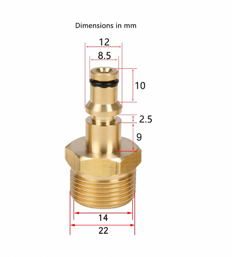 Ryobi to M22 Brass Fitting- Pressure Washer Adapter. Now available at MD Car Care. Fast Australia wide shipping.