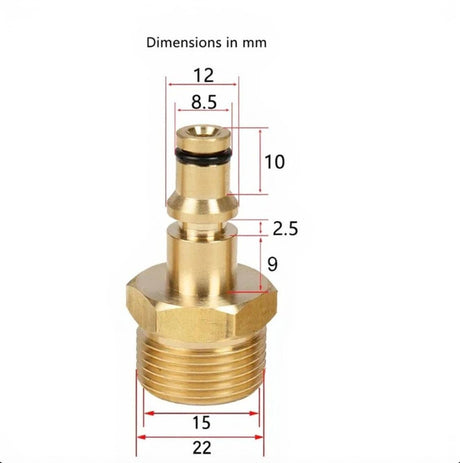Ryobi to M22 Brass Fitting- Pressure Washer Adapter. Now available at MD Car Care. Fast Australia wide shipping.