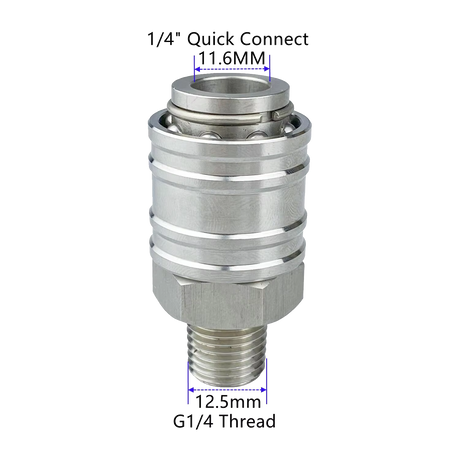 1/4" Quick Connect Female - G1/4 Male Thread stainless Steal
