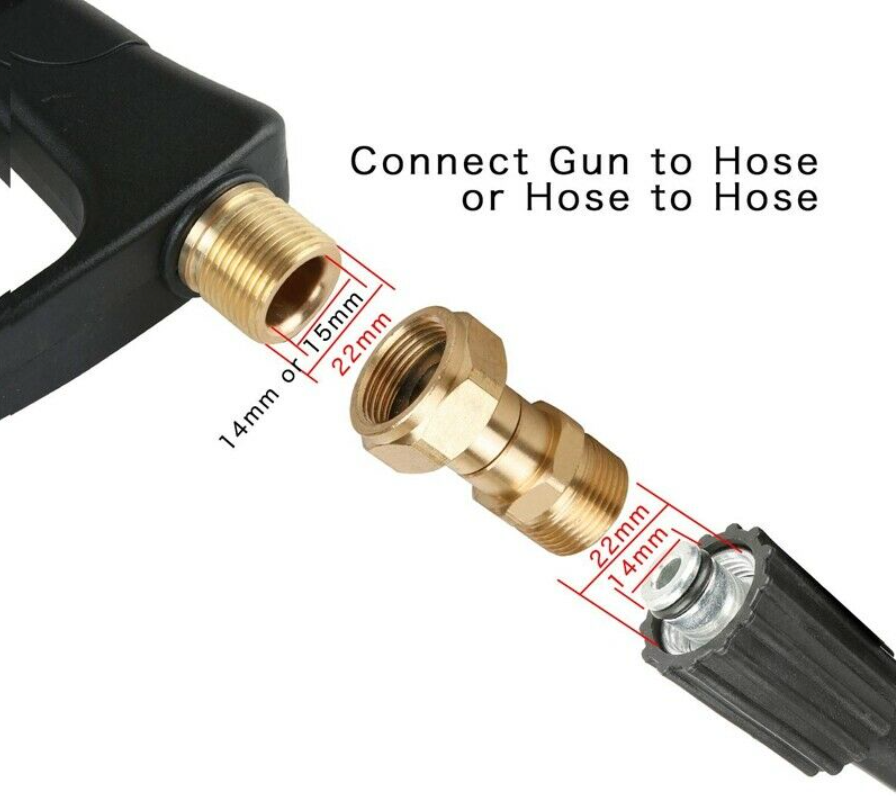 Swivel Joint Male M22/14mm to Female M22 for Pressure Washer Gun