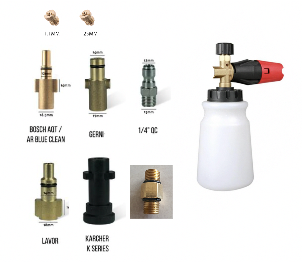 Snow Foam cannon Multi Adapter Kit - 9 piece