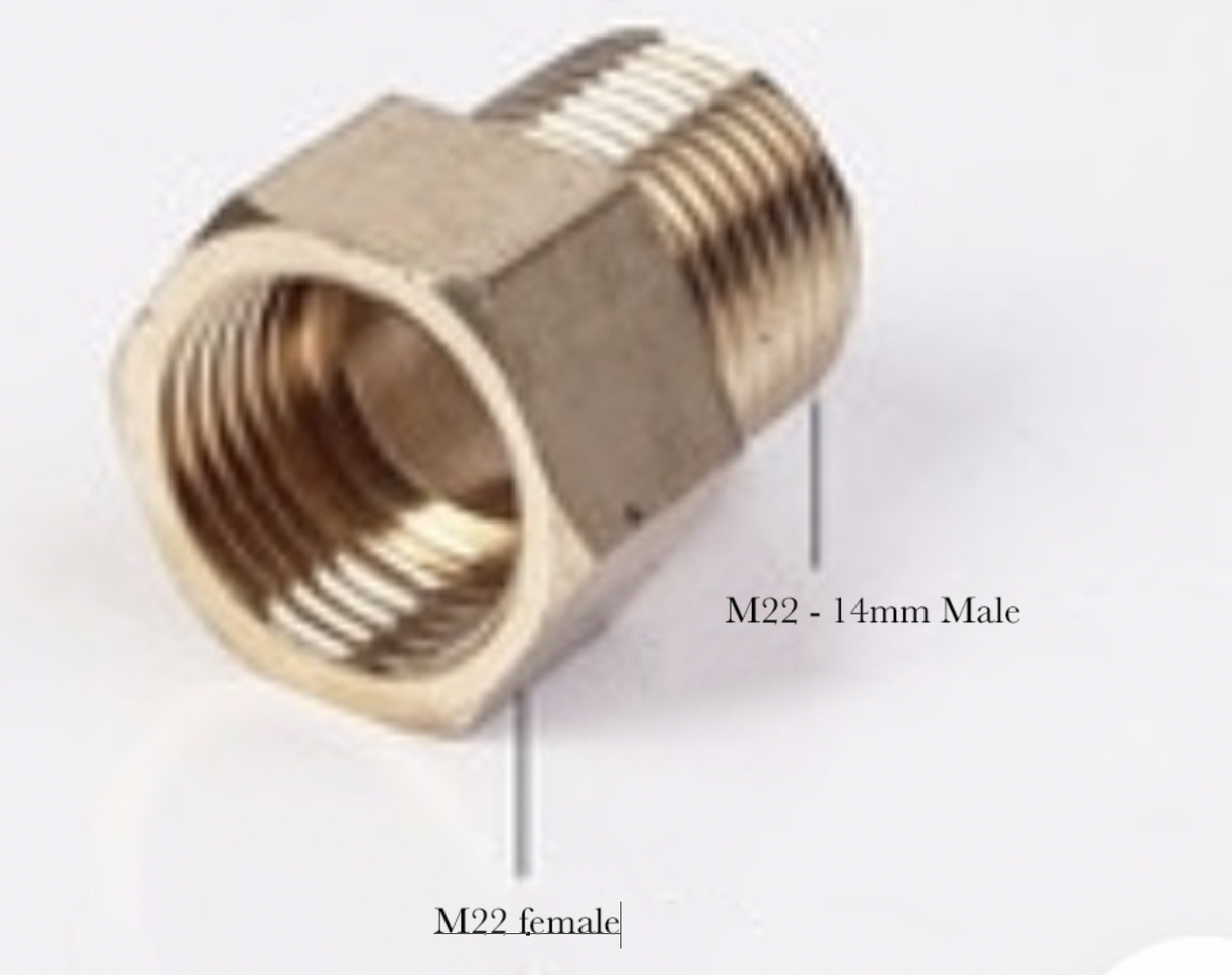 M22 female - M22 male 14mm adapter