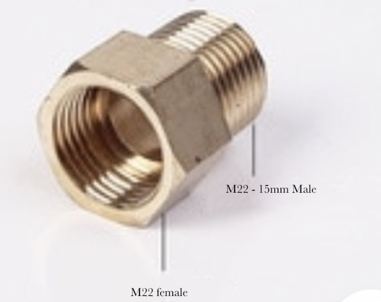 M22 female - M22 male 15mm adapter