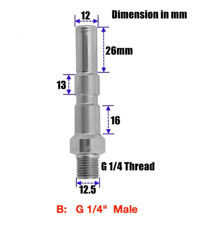 Quick Release Pressure Washer 1/4" Adaptor Male Nilfisk / Gerni