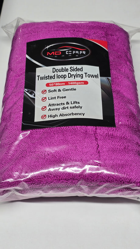 1400 GSM Twisted Loop Drying Towel | Ultra Absorbent Car Cloth | Australia